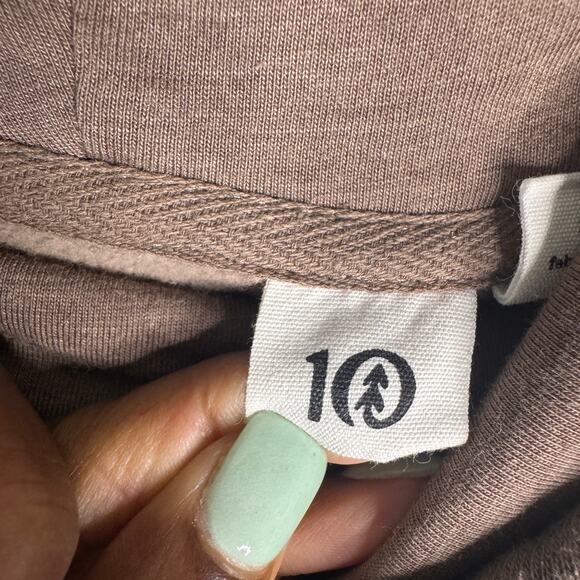 TenTree Banshee Hoodie Women Large Brown Green Colorblock Organic Cotton Neutral - Picture 5 of 12